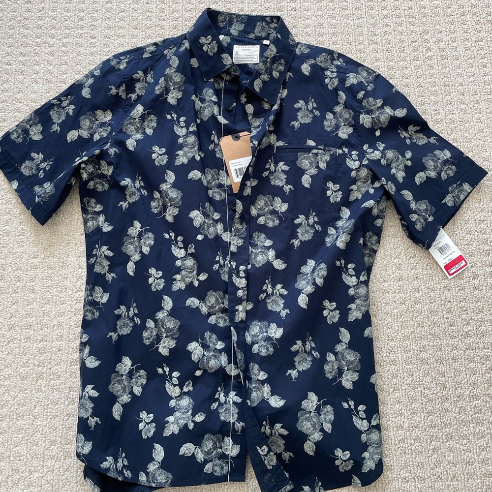 Mens 7 diamonds shirt in navy blue size medium